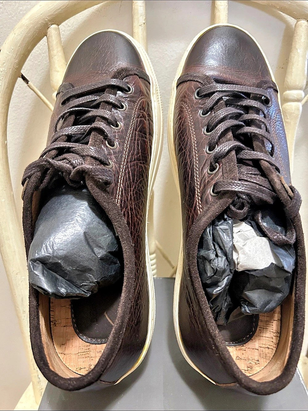 HAYES Tiago Leather Sneakers Brown & White US 10